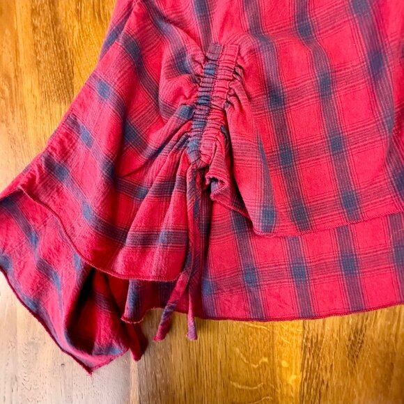 MIA JOY Red Plaid Skirt Girls 4 4T Joyfolie Boho Girl Asymmetric Ruffle Hem Blue - Picture 3 of 5